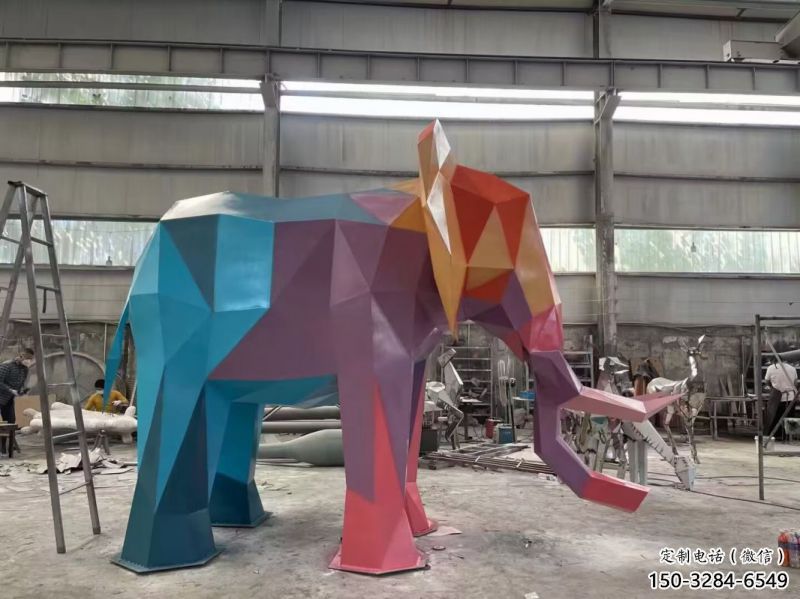 鋼鑄大象雕塑常用，金屬組合，景觀烤漆大象雕塑定價