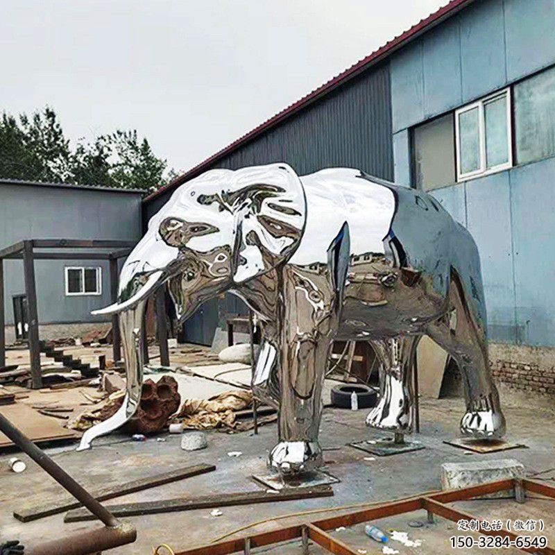 大型大象雕塑制作，動物小品，鏡面大象雕塑提供