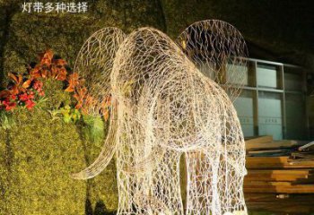 燈光大象雕塑定制，小區雕塑，鏤空大象雕塑提供