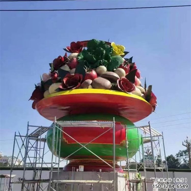 彩繪景觀果籃雕塑生產(chǎn)，景區(qū)案例，彩繪不銹鋼果籃雕塑優(yōu)選