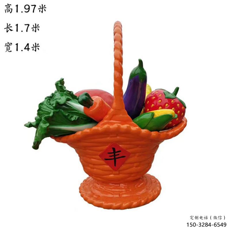 城市果籃雕塑標準，彩鋼制作，仿真果籃雕塑優價