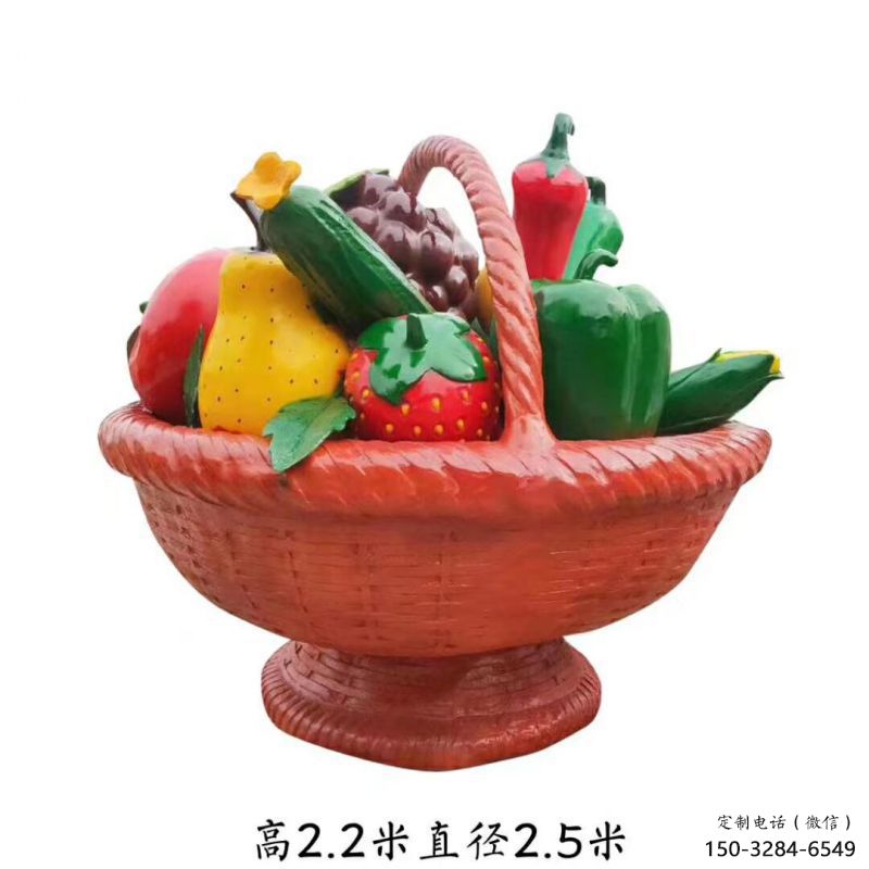 烤漆果籃雕塑制造商，室外軟裝，仿真果籃雕塑承接