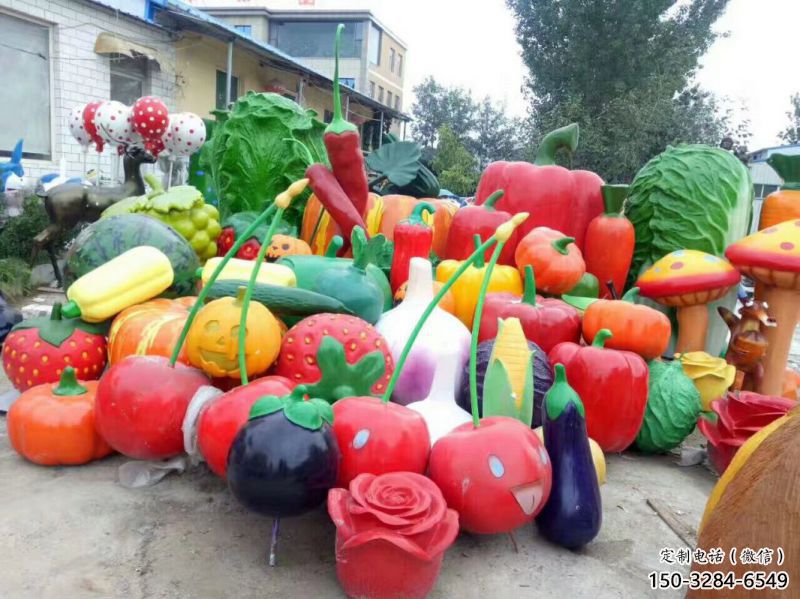 抽象果籃雕塑制造，校園雕塑，辣椒果籃雕塑展品