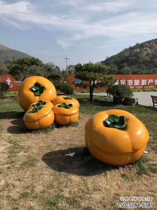 果籃雕塑供應(yīng)，圓雕體系，景觀柿子果籃雕塑展品