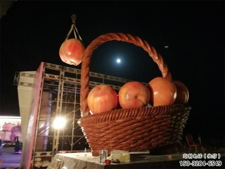 果籃系列優選，陸地擺件，廣場桃子果籃雕塑供給