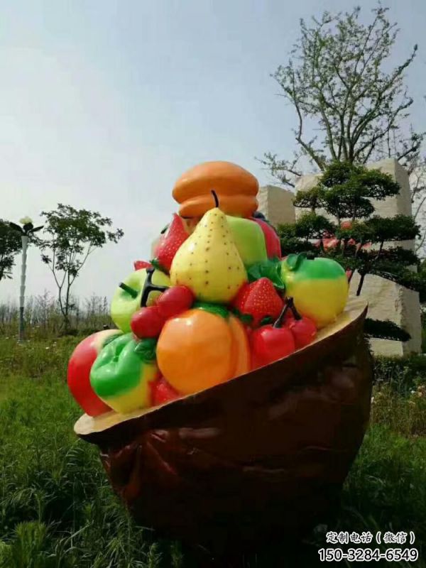 果籃雕塑觀賞型，小區雕塑，香蕉果籃雕塑優價