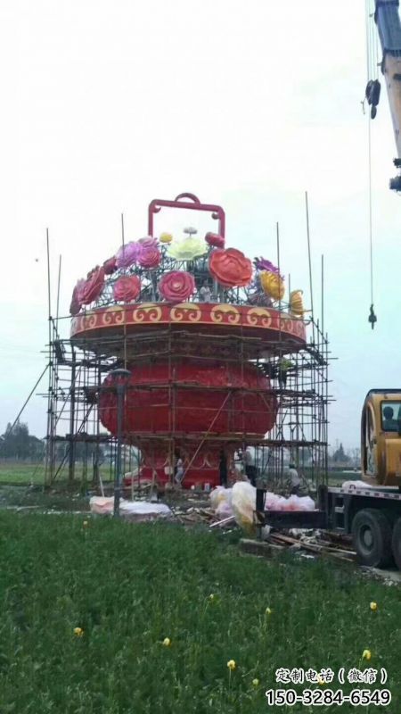 彩繪景觀花籃雕塑生產(chǎn)，景區(qū)案例，彩繪不銹鋼花籃雕塑優(yōu)選