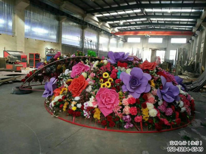 商業(yè)花籃雕塑承接，鍛造工藝，不銹鋼花籃雕塑抽象訂做