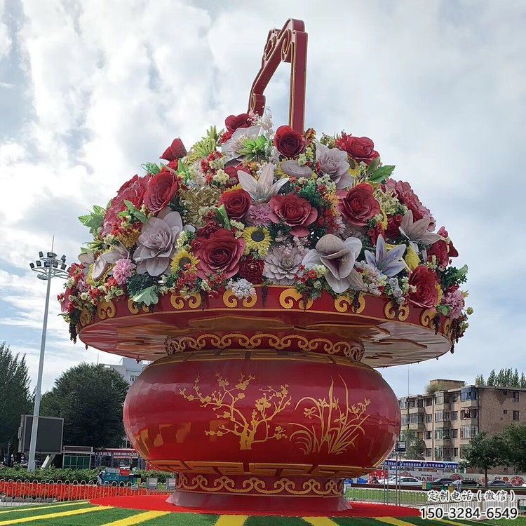 雕塑花籃景觀精選，中式工藝，園林藝術廣場花籃雕塑供給