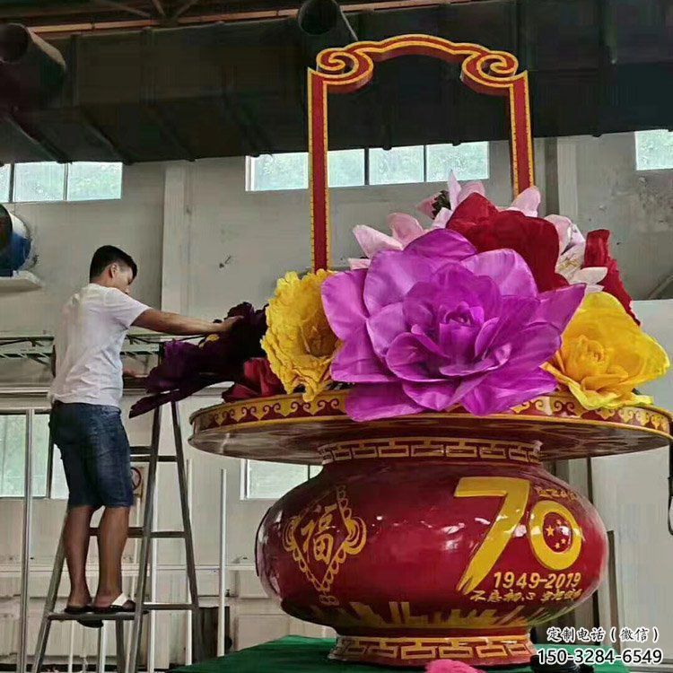 戶外花籃擺放通用，陸地擺件，景觀廣場花籃雕塑制作優選