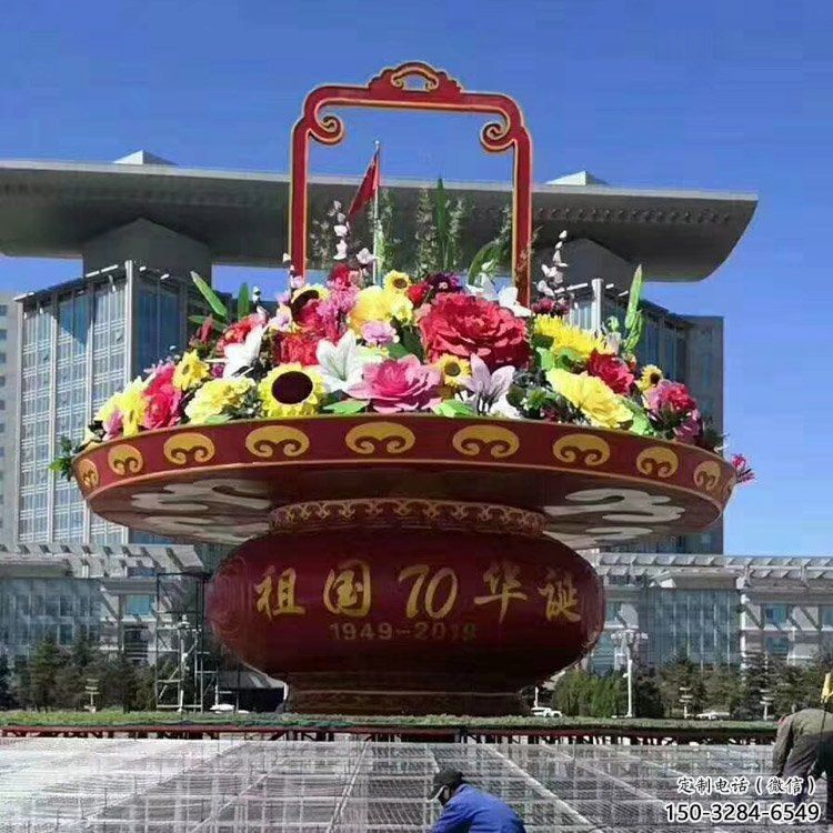 售樓部花籃雕塑，噴砂發光雕塑，烤漆題材