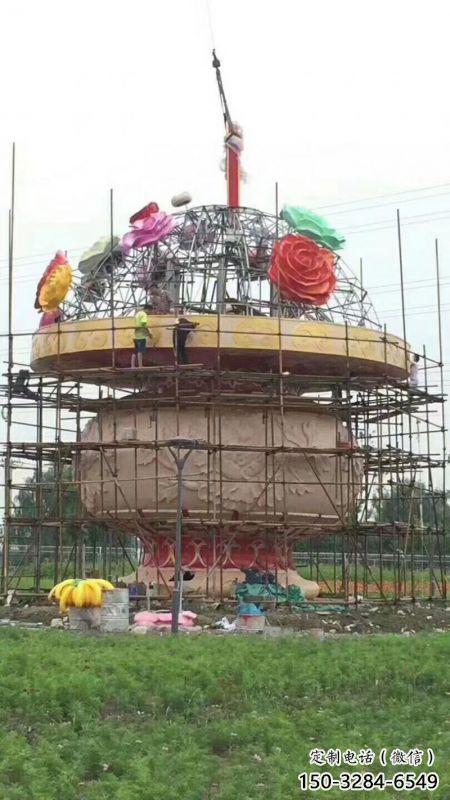 廣場花籃雕塑批發，廣場系列，鐵藝花籃雕塑工藝定價