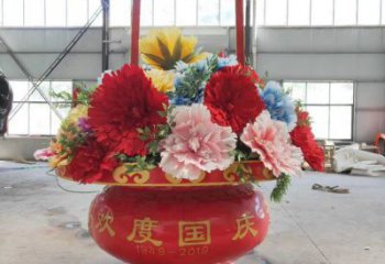 室內(nèi)花籃雕塑，拉絲景觀雕塑，抽象效果