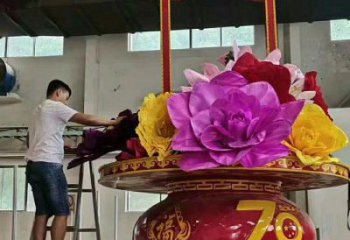 園林花籃雕塑，噴漆景觀雕塑，彩繪形式