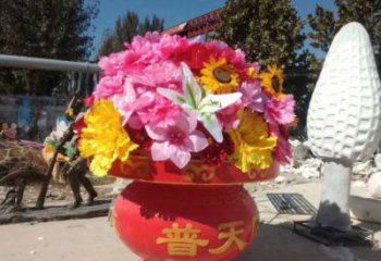 花籃雕塑定價，景觀雕塑，園林旅游區花籃雕塑擺件