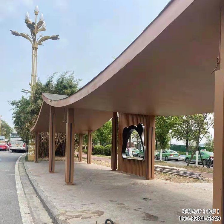 不銹鋼長廊廊架雕塑，公園休閑地