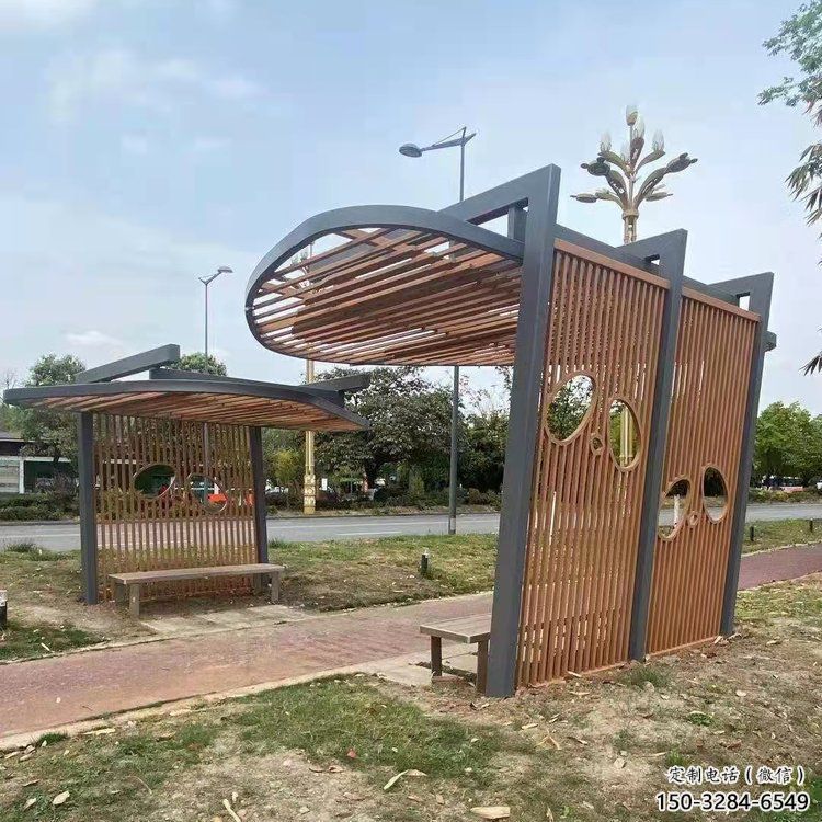 鏤空設計廊架，不銹鋼管結構組合雕塑