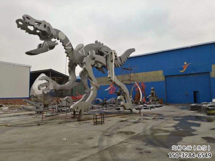 地產(chǎn)恐龍雕塑定做，城區(qū)小品，景觀恐龍骨架雕塑定價(jià)
