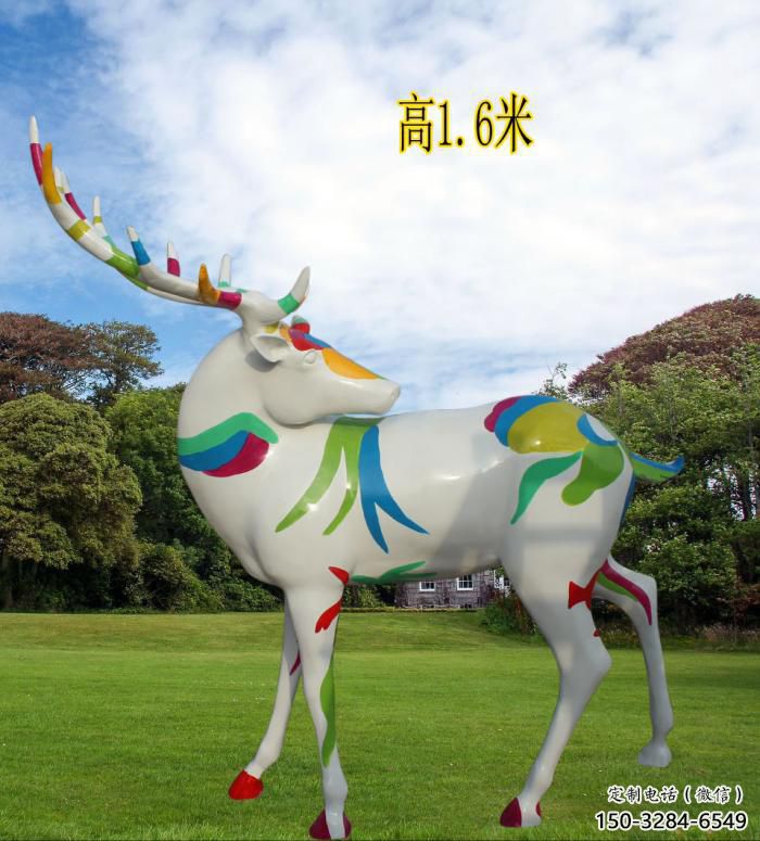 廣場小鹿雕塑，彩繪工藝，彩繪動物雕塑