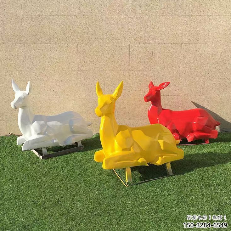 景觀小鹿雕塑精選，陸地擺件，公園烤漆小鹿雕塑精品