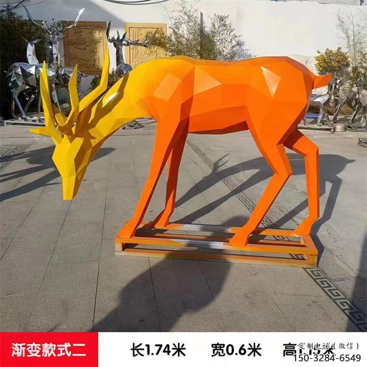 小鹿雕塑訂做，景區(qū)雕塑，烤漆小鹿雕塑定價
