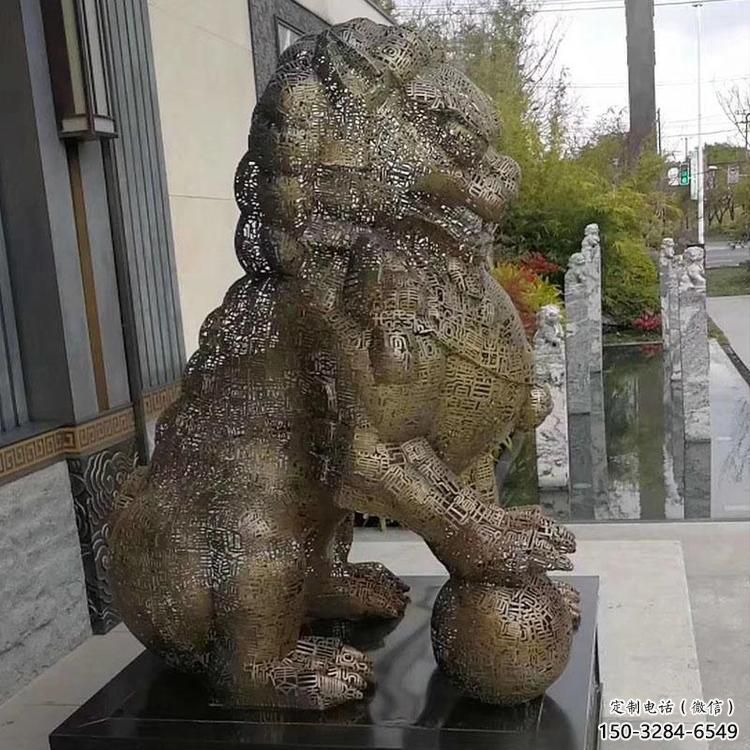 獅子鏤空雕塑優選，城市裝飾，景觀不銹鋼獅子雕塑供給