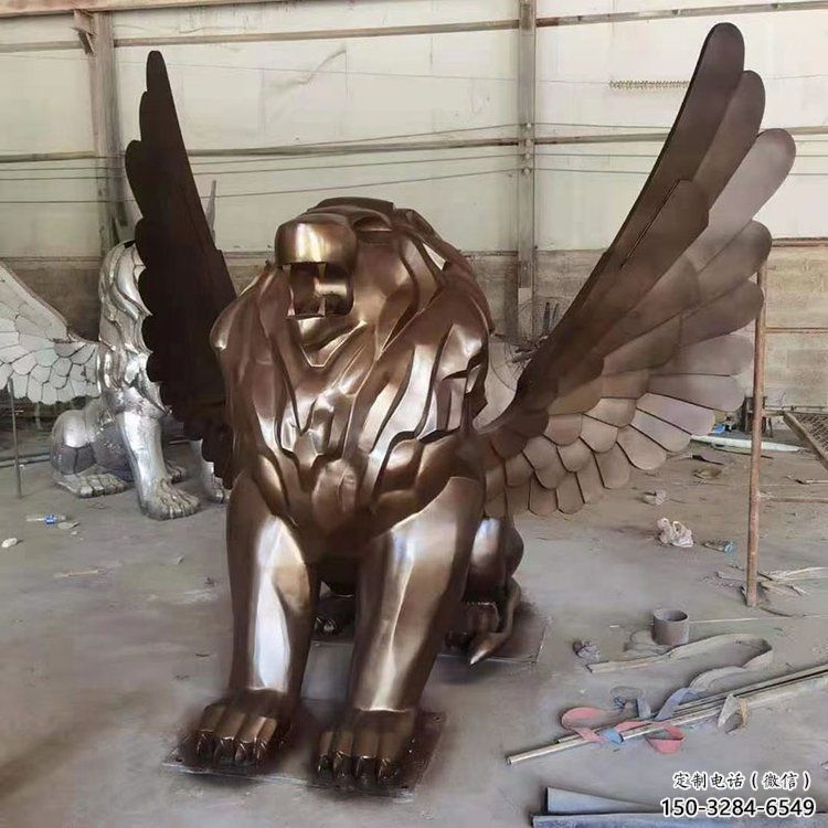 紅銅獅子雕塑優(yōu)價，鑄造工藝，飛獅雕塑制作
