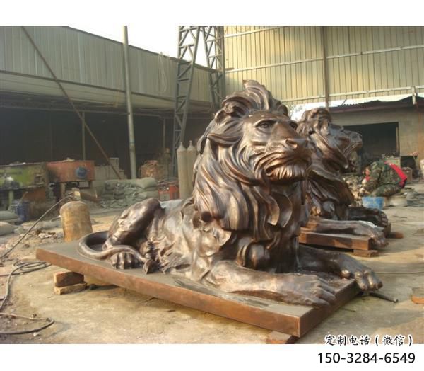 雕塑獅子景觀精選，中式工藝，園林趴獅雕塑供給