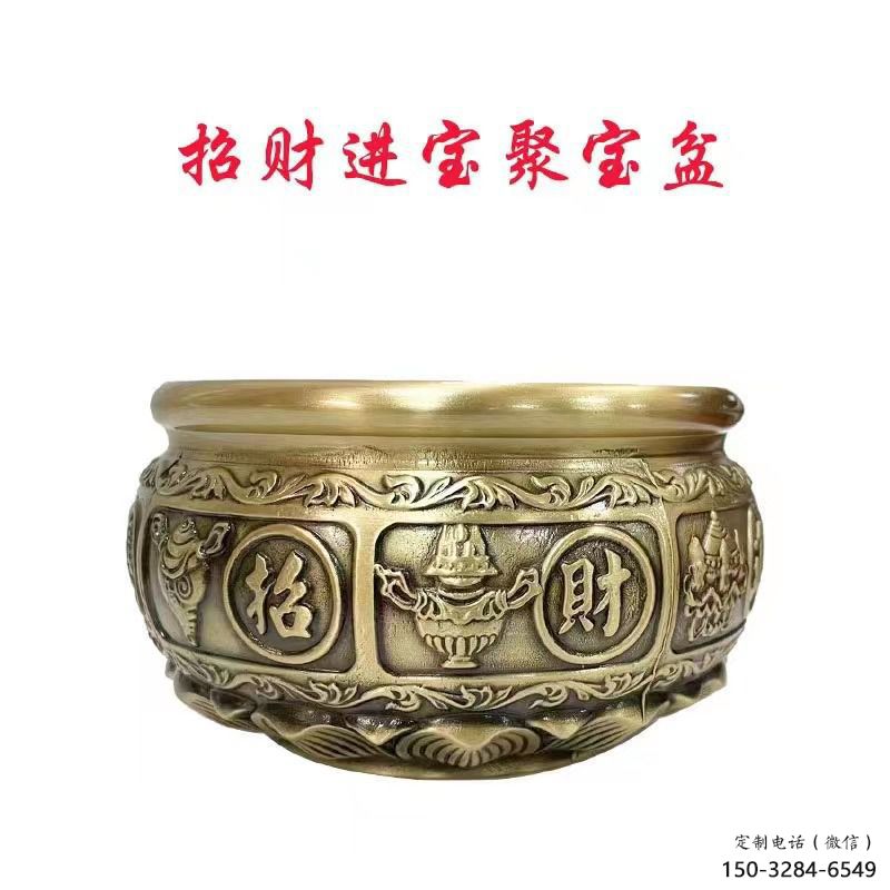 招財(cái)吉祥缸銅雕塑 招財(cái)吉祥缸銅雕塑