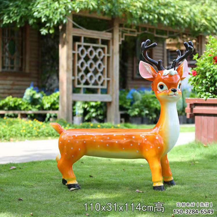 幼兒園坐凳雕塑，小鹿坐凳雕塑，卡通動物類型