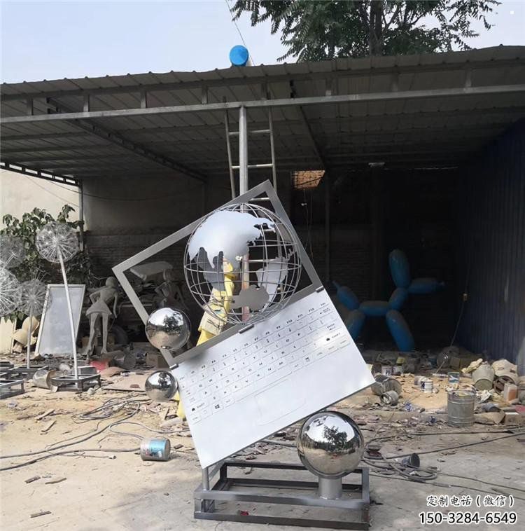 地球儀雕塑通用，街景小品，筆記本地球儀雕塑制造
