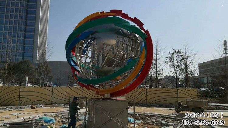 地球儀雕塑選用，多彩藝術(shù)，鏤空現(xiàn)代地球儀雕塑展品