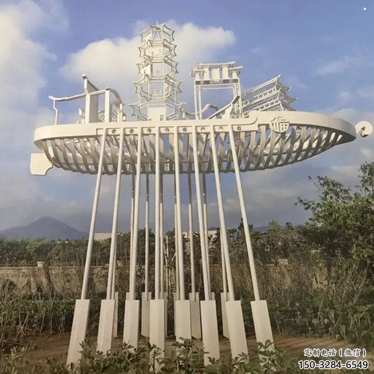 房地產龍舟雕塑，仿古景觀雕塑，噴砂制造