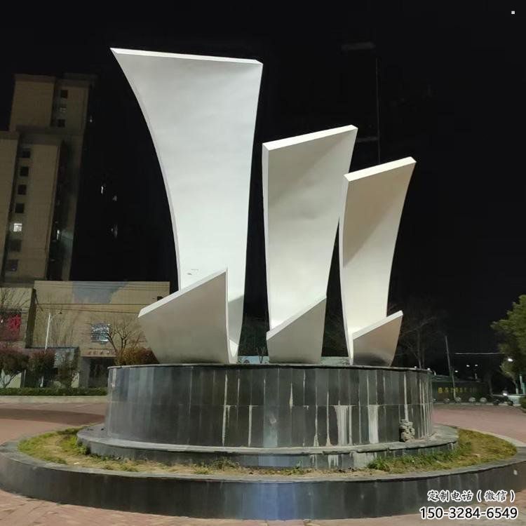 公園帆船雕塑，噴砂發光雕塑，鍛造工藝