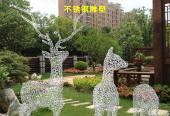 抽象梅花鹿雕塑展品，小區(qū)雕塑，鏤空梅花鹿雕塑制作