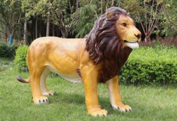 藝術(shù)動物雕塑，仿真彩繪工藝，玻璃鋼獅子雕塑廠家