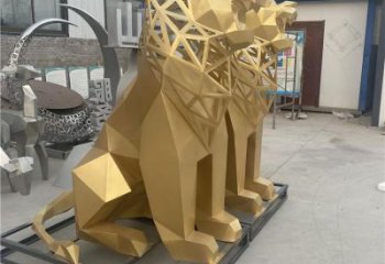 現代獅子雕塑定制，中式工藝，景觀不銹鋼獅子雕塑優價
