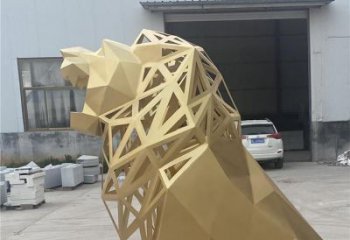 獅子雕塑擺件，烤漆工藝制作，大型不銹鋼獅子雕塑公司