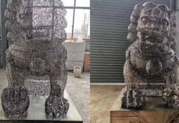 透雕獅子雕塑常用，鏤空概念，不銹鋼獅子雕塑展品