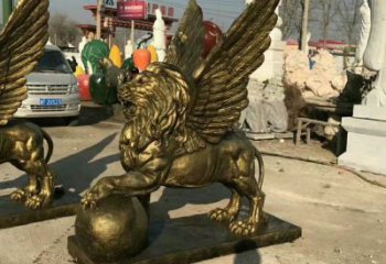 大型獅子雕塑公司，花園小品，飛獅雕塑裝飾提供