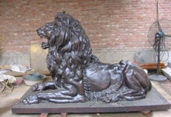 園林獅子雕塑觀賞型，美陳雕塑，大型趴獅雕塑展品