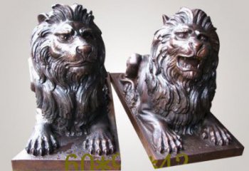 制造獅子雕塑廠家，鑄銅組合，趴獅雕塑工程制作