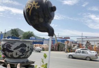 不銹鋼吊壺雕塑，水景雕塑，民族天壺雕塑廠家