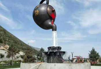 流水吊壺雕塑，懸空風(fēng)格，吊壺雕塑定制