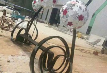 蒲公英坐凳雕塑廠家，烤漆工藝，廣場藝術擺件