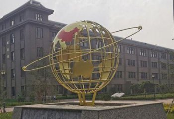 鏤空地球儀雕塑制造商，校園雕塑，烤漆地球儀雕塑廠家