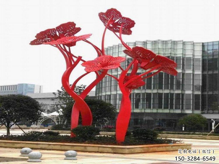 梧桐花雕塑標(biāo)準(zhǔn)，彩鋼制作，不銹鋼梧桐花雕塑優(yōu)價