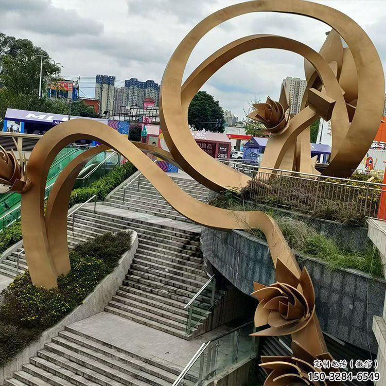 櫻花雕塑優(yōu)選，陸地擺件，不銹鋼櫻花雕塑廠家