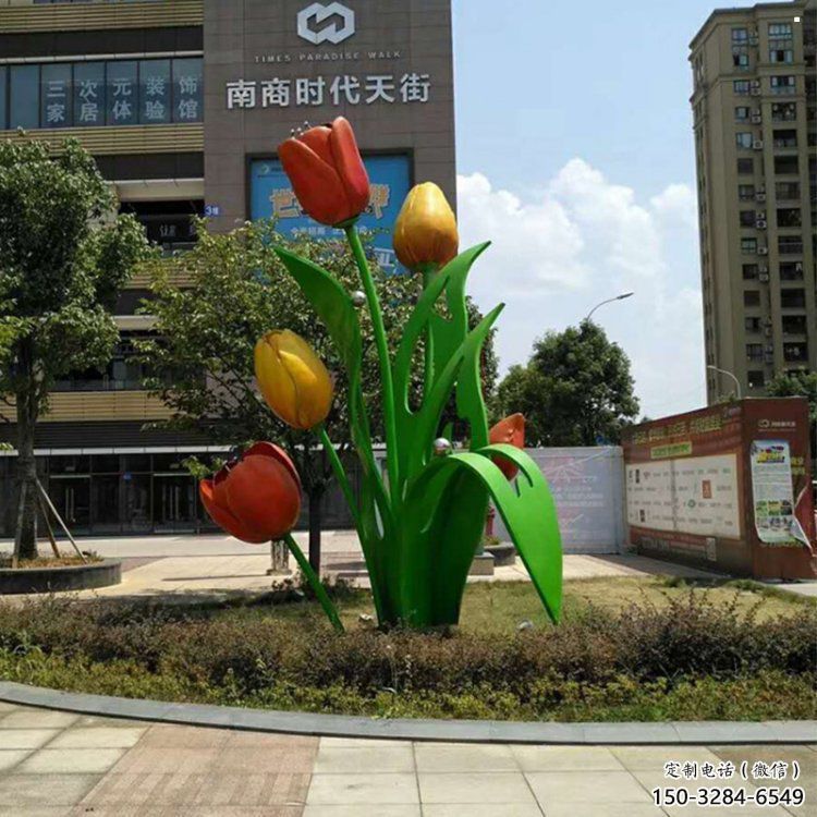 郁金香景觀雕塑精品，小區(qū)雕塑，不銹鋼郁金香雕塑提供