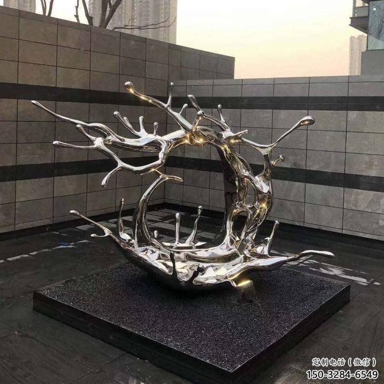 庭院海浪雕塑，鍍金歐式雕塑，鏡面形式